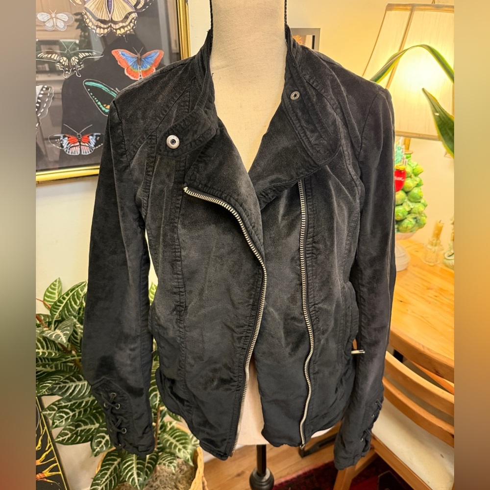 Free People Velvet Suede Moto Leather Jacket